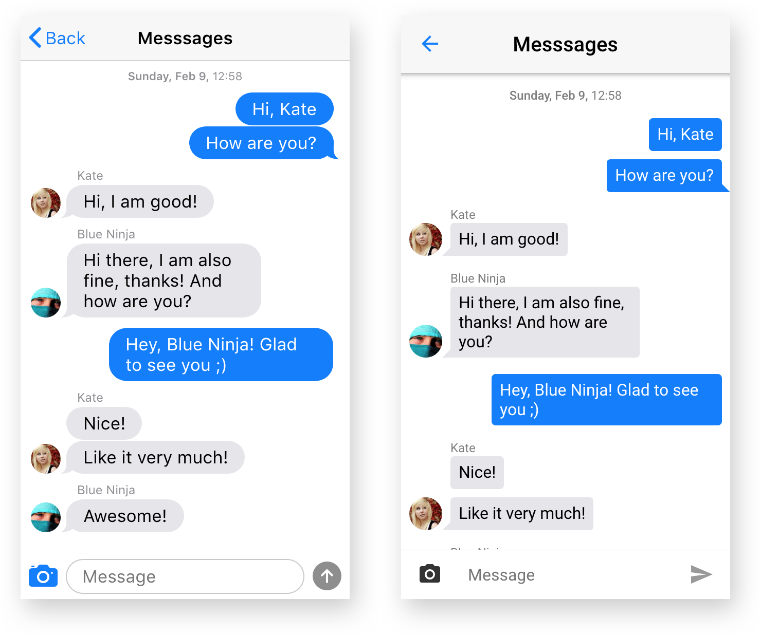 Messages color scheme in v4
